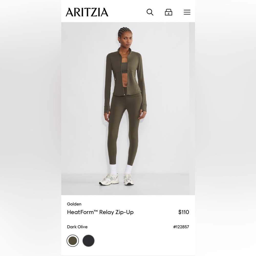 ARITZIA Golden HeatForm Relay Zip-Up